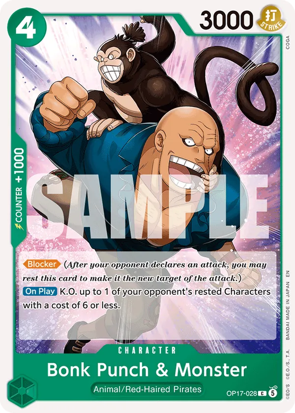 Bonk Punch & Monster · OP17 028 · The World's Strongest Warriors
